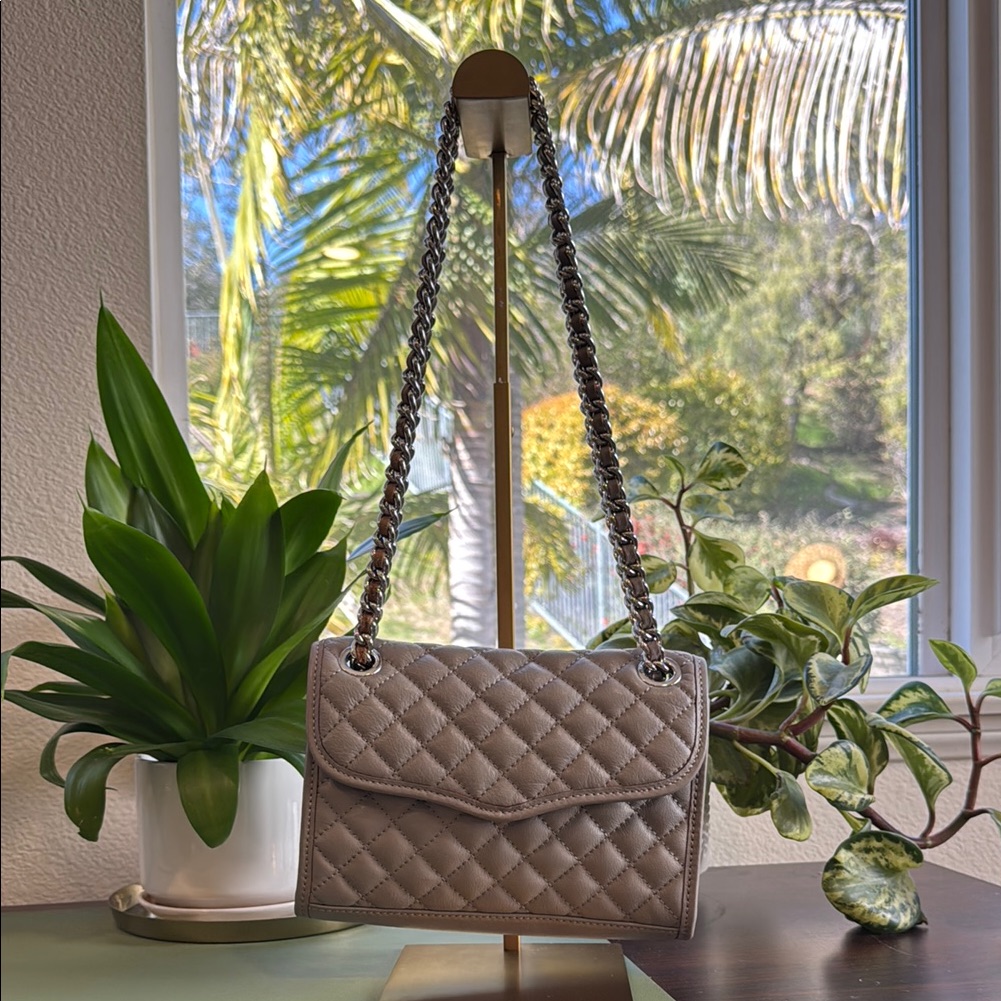 Rebecca Minkoff Chic Gray Quilted Shoulder/Crossbody Bag With Chain Strap